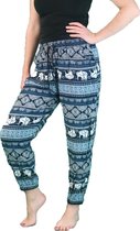 Yoga broek - Homewear-  Dames - Authentiek Thai - Olifant patroon - Bohemian - Blauw - Harem - Loungewear