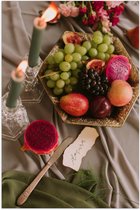 Poster – Fruitmand met Fruit en met Kaarsen  - 60x90cm Foto op Posterpapier