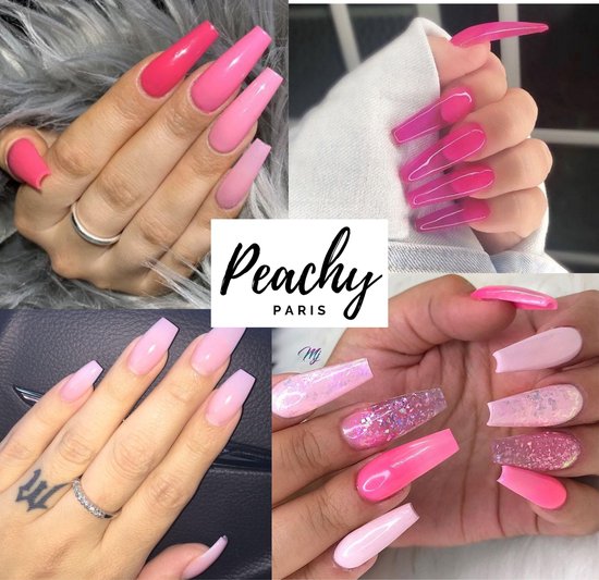 PEACHY ® Paris POLYGEL - Acrylgel - 5 Kleuren Kit : Wit/Clear Red/Pink/Nude/ Pink... | bol.com