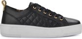 PS Poelman Esquimo Dames Quilted Leren Tennis Sneakers - Zwart - Maat 37