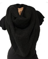 Warme Driehoekige Dames Sjaal -  Extra Dikke Kwaliteit - Zwart - 200 x 70 cm (22-3)