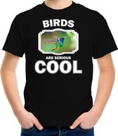 Dieren vogels t-shirt zwart kinderen - birds are serious cool shirt  jongens/ meisjes - cadeau shirt kolibrie vogel/ vogels liefhebber XL (158-164)