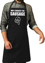 May i suggest the sausage cadeau katoenen schort zwart voor heren -  kado schort / keukenschorten - Vaderdag