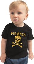 Piraten t-shirt / verkleed shirt goud glitter zwart voor baby - unisex - jongens / meisjes - piraten kostuum / verkleedkleding 80 (7-12 maanden)