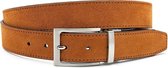 Draaibare (reversibel) riem suède cognac/bruin 3.5 cm breed - Cognac / bruin - Reversibel - Suede leder - Taille: 110cm - Totale lengte riem: 125cm