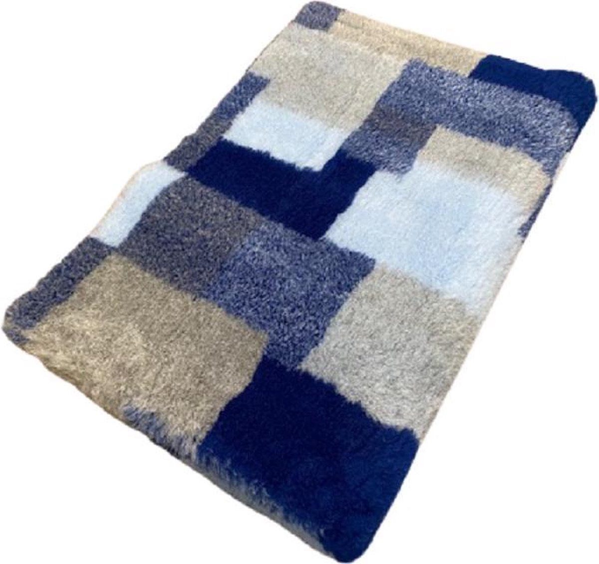 Vet Bed - Lichtblauw met Rode Hartjes - Antislip Hondenmat