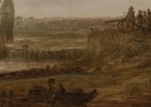 Jan van Goyen, The square watchtower, 1651 op canvas, afmetingen van dit schilderij zijn 45 X 100 CM