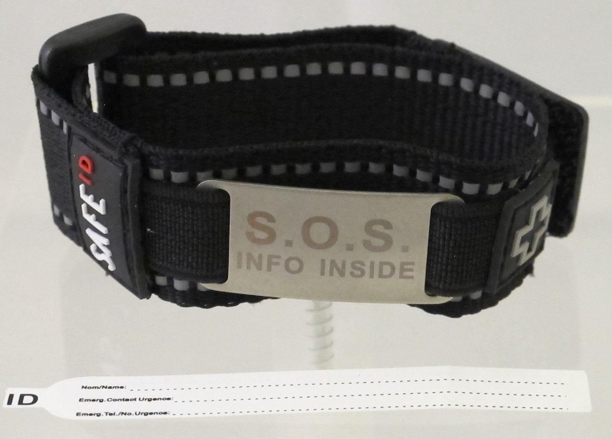 Safe ID klittenband bandje met 2 beschrijfbare labels