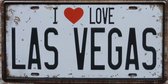 Wandbord – I love Las Vegas - Vintage Retro - Mancave - Wand Decoratie - Emaille - Reclame Bord - Tekst - Grappig - Metalen bord - Schuur - Mannen Cadeau - Bar - Café - Kamer - Tin