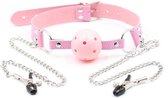 Kinky Secrets Ball Gag Voor BDSM Met Tepelklemmen - SM Gag Voor Bondage Gemaakt Van Silicone