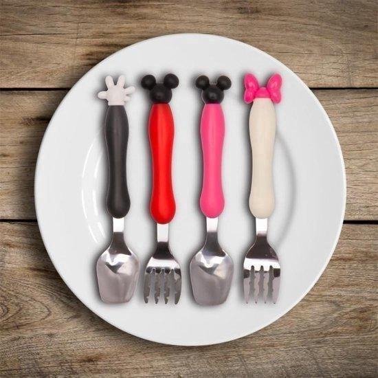 Kinderbestekset - Vork en Lepel - Minnie Mouse - rvs met plastic handgreep - Roze met Wit - 1 set — afbeelding 2