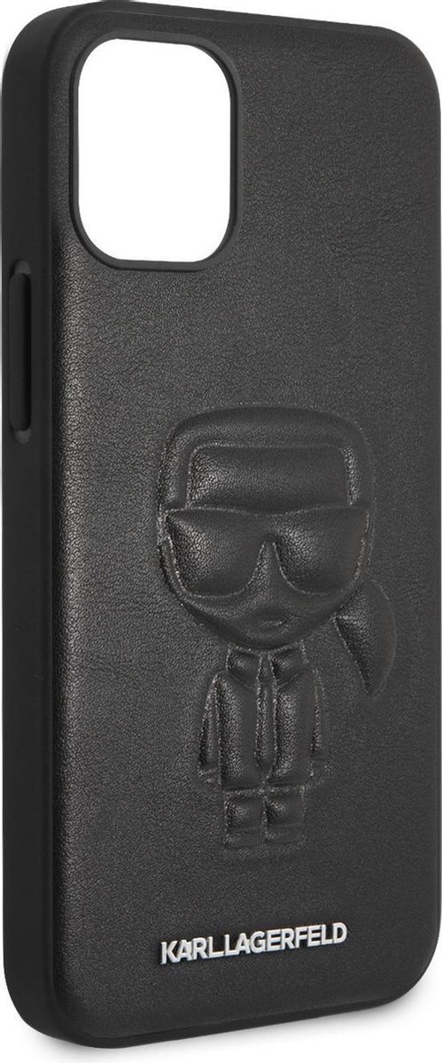 Zwart hoesje van Karl Lagerfeld - Backcover - iPhone 12 Mini - Metal Logo