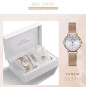 Boerni Aibisino Horloge, Armband en Ketting Rosé luxe geschenk set  luxe geschenk set | Crystal glass | Premium kwaliteit uurwerk Quartz Japan | Mineraal | Geschenk | Fashion | Ele