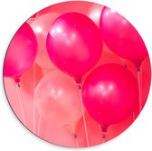 Dibond Wandcirkel - Roze Ballonnen - 60x60cm Foto op Aluminium Wandcirkel (met ophangsysteem)