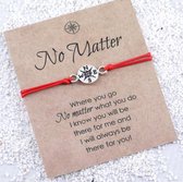 Vriendschap - Vrienden armband - relatie - rood - rode draad - hanger E-S-W-N - No matter