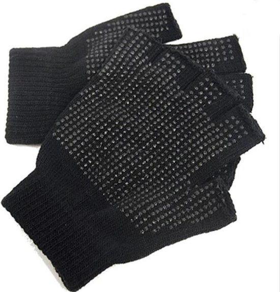 Vingerloze handschoenen met grip unisex kleur zwart maat S/M