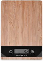 Keukenweegschaal Bamboe - Digitale Precisie Weegschaal - TipTouch Toetsen - tot 5000 Gram - Bruin