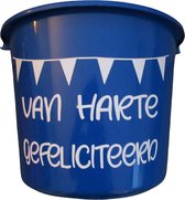 Cadeau Emmer - Van Harte Gefeliciteerd - 12 liter - blauw - cadeau - geschenk - gift- - kado - verjaardag - jubileum