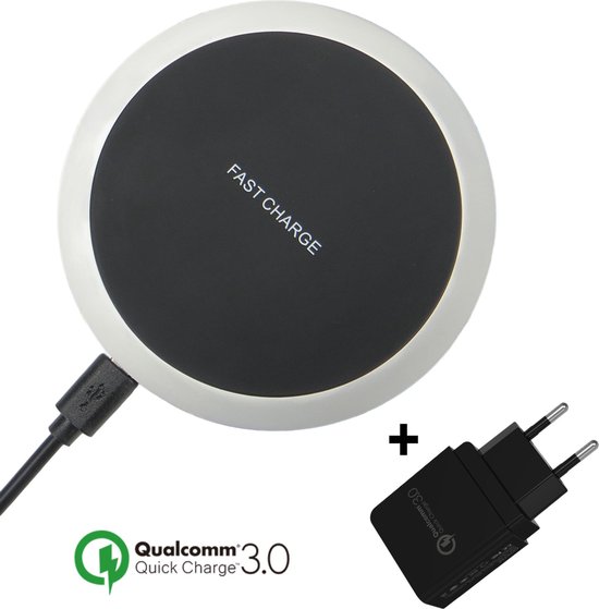iSetchi Draadloze Oplader (15W snellader) - Inclusief Quick Charge 3.0  Adapter - Qi... | bol.com