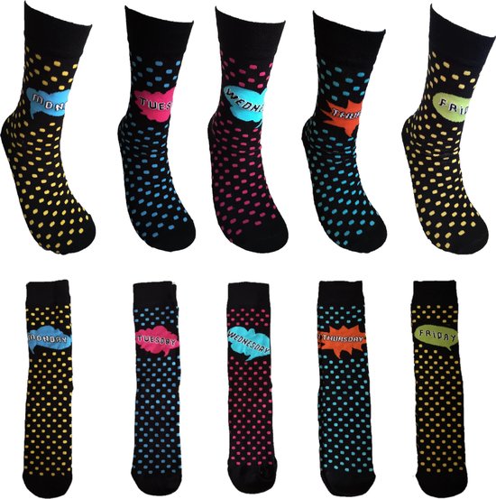 Verjaardag cadeautje voor vrouw - Week sokken - Dag sokken - Werksokken - Sokken - Sokken - Leuke sokken - Vrolijke sokken - Luckyday Socks - Sokken met tekst - Aparte Sokken - Socks waar je Happy van wordt - Maat 36-41