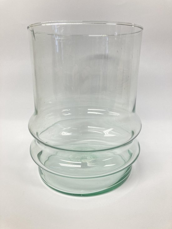 Glazen vaas cilinder bloemenvaas met ribbel - 22 cm hoog decoratie glas |  bol.com