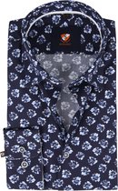 Suitable Overhemd Bloemen Donkerblauw - maat 39