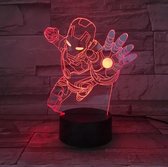 3D nachtlamp Iron Man - led nachtlampje - 3D led kinderlamp 7 kleuren - kindernachtlamp