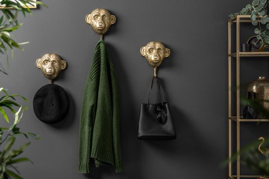 Kapstok Apen set van 3 Haken 25 cm goud | bol.com