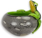 Groene Kikker - Glazen Kom - Murano Stijl Sculptuur - 13.8 cm hoog
