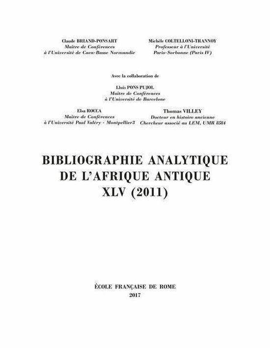 Bibliographie analytique de l’Afrique antique (BAAA) - Bib ... - cover