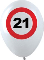 6 x stuks Ballonnen 21 jaar verkeersbord versiering, Verjaardag