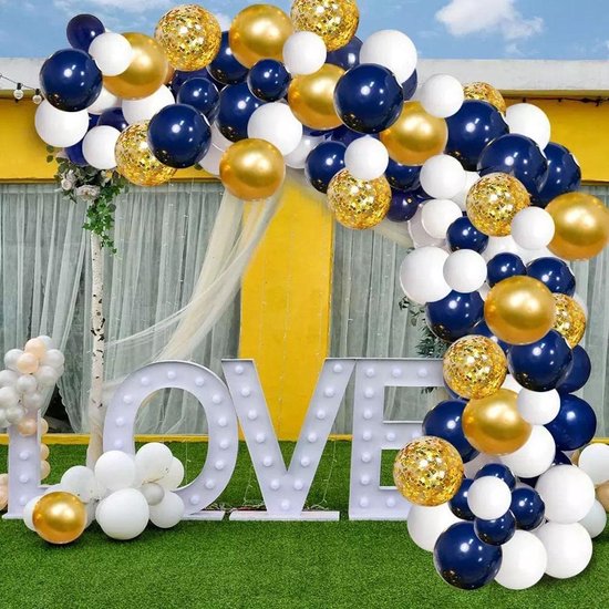 Dank u voor uw hulp modus Ongeldig Baloba® BallonnenBoog Goud, Wit & Blauw - Feest Versiering met Papieren  Confetti... | bol.com