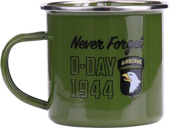 Emaille beker leger groen - D-Day 1944/airborne - Fostex