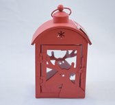 Waxinelichtjeshouder kerst, set van 2, rood: 18 x 11 x 6,5 cm: metaal | Kerst | Kerstversiering | Alternatieve kerstversiering | Xmas