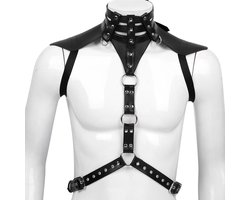 ♛Queen-Toys® Bondage - Mannen Meester harnas - Knevel - BDSM - Schouderharnas mannen - SM pak - Lederlook harnas - Rollenspel kleding