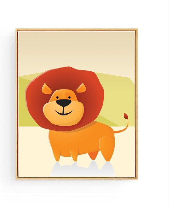 Poster Safari Dikke Leeuw - 70x50cm - Dieren - Baby / Kinderkamer - Muurdecoratie - Postercity