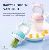 AdomniaGoods - Baby speen - Baby fruit speen - Baby bijtspeen - Baby sabbelspeen - Baby bijtring - Baby speelgoed - BPA vrij - Met behuizing - Roze