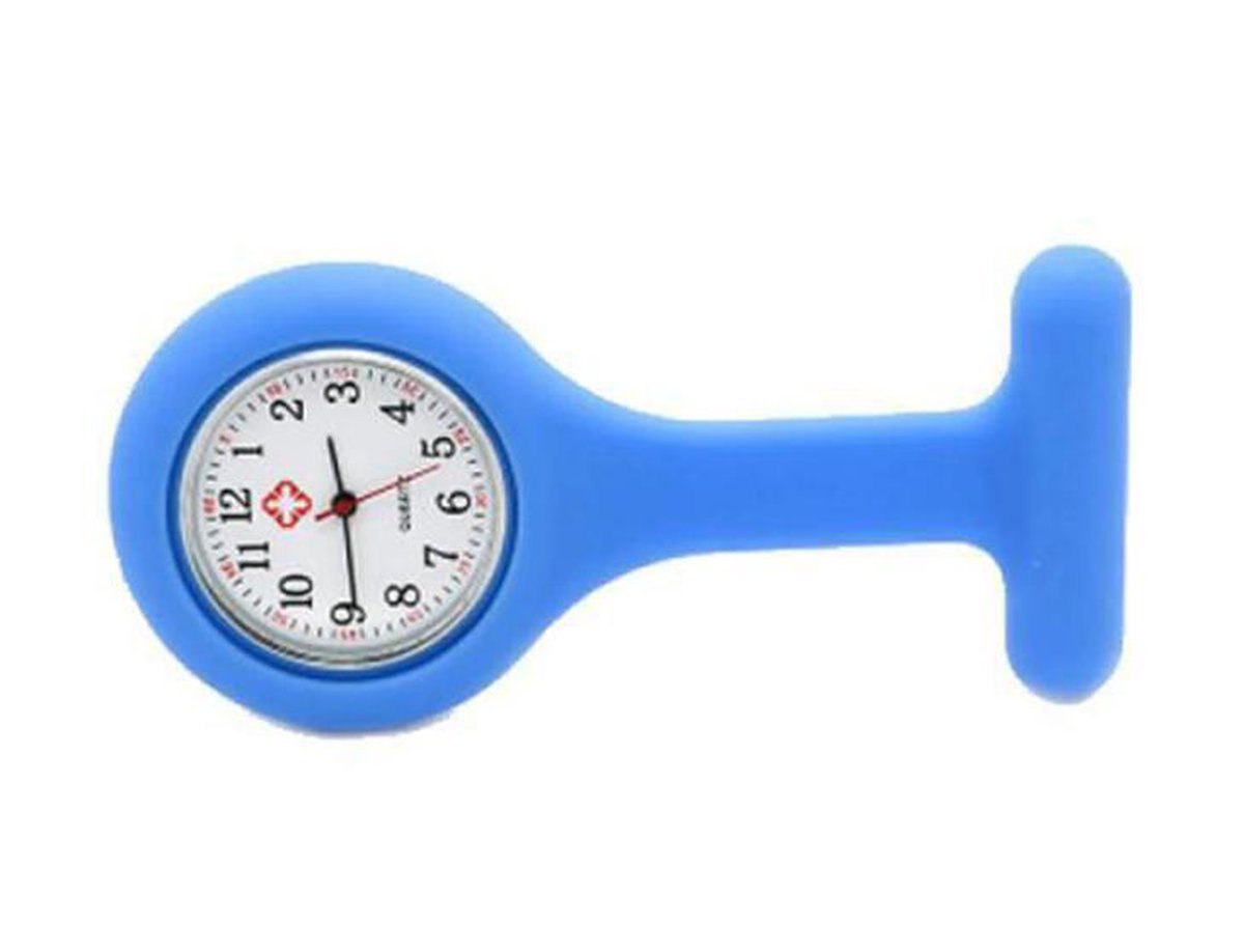 Verpleeg horloge - Verpleegsterhorloge - Zusterhorloge - Siliconen - Licht blauw