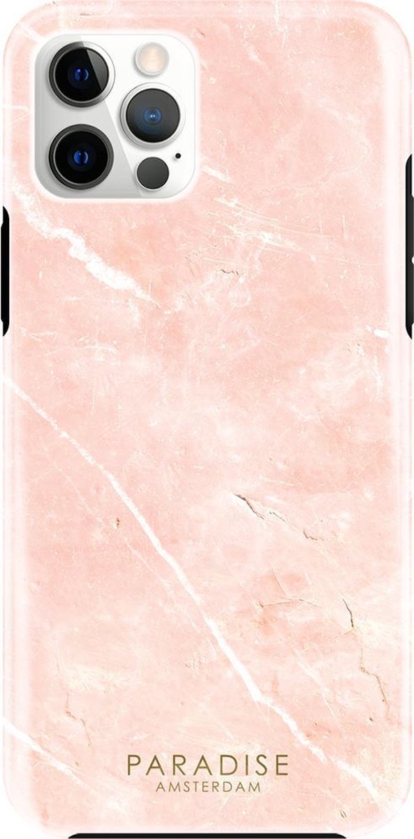 Paradise Amsterdam 'Mineral Peach' Fortified Phone Case - iPhone 12 Pro - roze steen marmer design telefoonhoesje