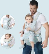 Ergonomische Baby Draagzak - Baby Draagzak -3 in 1 - Babycarrier - Babydrager-ergonomische draagdoek- lichtblauw ademend katoen