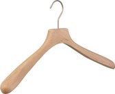 [Set van 10] Luxe handgemaakte jashangers / garderobehanger vervaardigd uit duurzaam en ongelakt massief essenhout met brede schouders en een 4mm dikke matzilveren haak