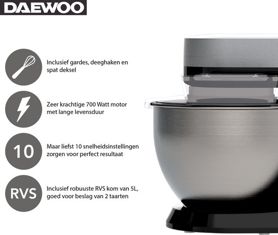 Daewoo SYM-1410: Robot culinaire - Kitchenaid - Anthracite - Batteur sur  socle - Avec... | bol.com