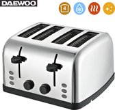 DAEWOO SYM-1304: Brede Roestvrijstalen Broodrooster - 4 Lades, 4 Sneetjes​​ - Zwart - RVS - Toaster