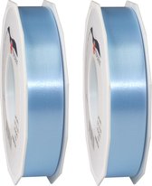 2x XL Hobby/decoratie lichtblauwe satijnen sierlinten 2,5 cm/25 mm x 91 meter- Luxe kwaliteit - Cadeaulint satijnlint/ribbon