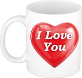 I love you mok wit - 300 ml - cadeau mok / beker - Valentijnsdag cadeau