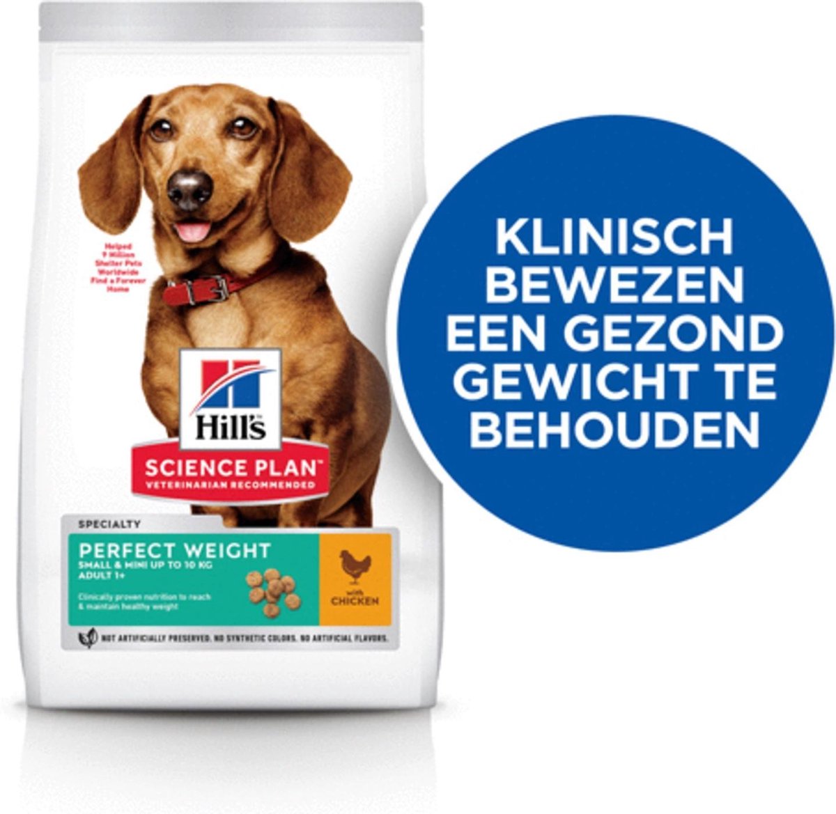 Hill's Canine Adult Perfect Weight Small & Mini - Hondenvoer - Kip 1.5 kg thumbnail 2