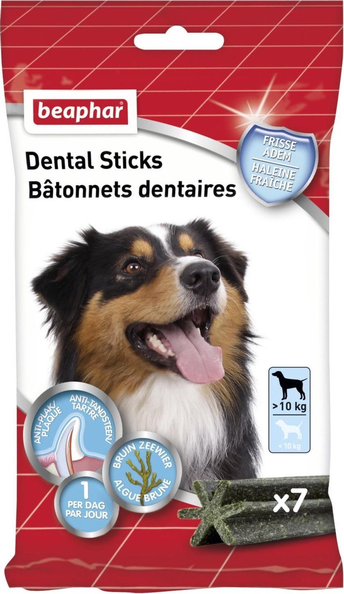 Beaphar dental sticks middel/grote hond - 7 stuks - 182 gram