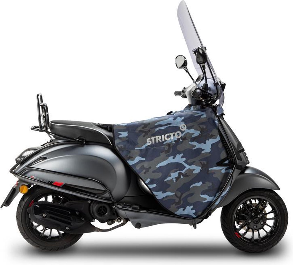 Stricto ® - Scooter Beenkleed Universeel – Cammo Blue - Unieke designs – water & winddicht – beenkleed - scooter beenkleed voor Vespa/Kymco/ Piaggio Zip/Riva en nog veel meer.
