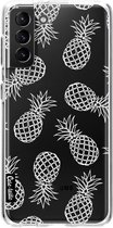 Casetastic Samsung Galaxy S21 Plus 4G/5G Hoesje - Softcover Hoesje met Design - Pineapples Outline Print