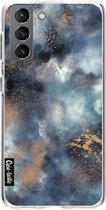 Casetastic Samsung Galaxy S21 4G/5G Hoesje - Softcover Hoesje met Design - Smokey Dark Marble Print